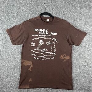 Vintage Single Stitch Bowlers Excuse Shirt Brown Faded Mens Size Medium-Large